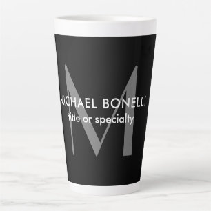 Tasse Latte Monogramme gris noir Modèle minimaliste moderne