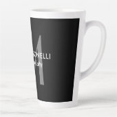 Tasse Latte Monogramme gris noir Modèle minimaliste moderne (Droite)