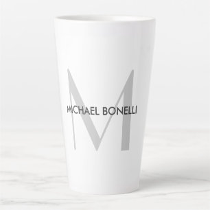 Tasse Latte Monogramme gris Noir Nom blanc