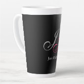 Tasse Latte Monogramme gris noir Nom Lettres initiales Script (Angle gauche)