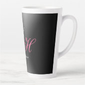 Tasse Latte Monogramme gris noir Nom Lettres initiales Script (Droite)