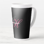 Tasse Latte Monogramme gris noir simple cadeau spécial simple (Angle droit)