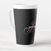 Tasse Latte Monogramme gris noir simple cadeau spécial simple (Angle gauche)