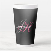 Tasse Latte Monogramme gris noir simple cadeau spécial simple (Devant)