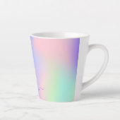 Tasse Latte monogramme holographique bleu rose vert arc en cie (Droite)