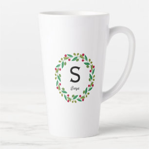 Tasse Latte Monogramme initial - Noël