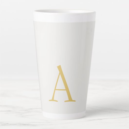 Tasse Latte Monogramme initial professionnel couleur or et pas (Devant)