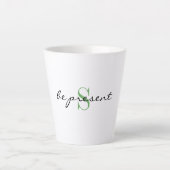 Tasse Latte Monogramme Initial, Script élégant être présent, (Devant)