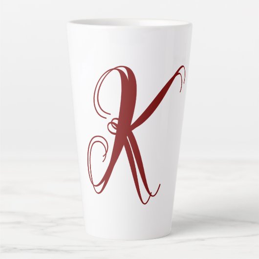 Tasse Latte Monogramme initiale nom écriture minimale cadeau d (Devant)