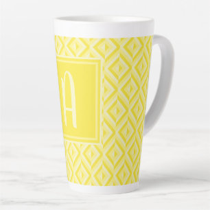 Tasse Latte Monogramme Jaune motif diamant à trois tons
