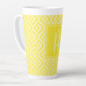 Tasse Latte Monogramme Jaune motif diamant à trois tons (Angle gauche)