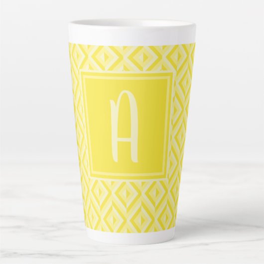 Tasse Latte Monogramme Jaune motif diamant à trois tons (Devant)