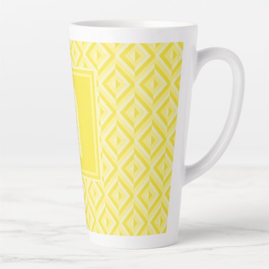 Tasse Latte Monogramme Jaune motif diamant à trois tons (Droite)