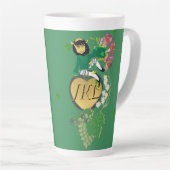 Tasse Latte Monogramme Leprechaun Floral (Angle droit)