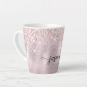 Tasse Latte Monogramme métallisé avec strass rose gold et rose (Angle gauche)