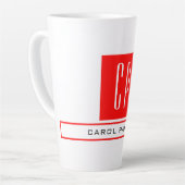 Tasse Latte Monogramme moderne Professional Plain Nom simple (Angle gauche)