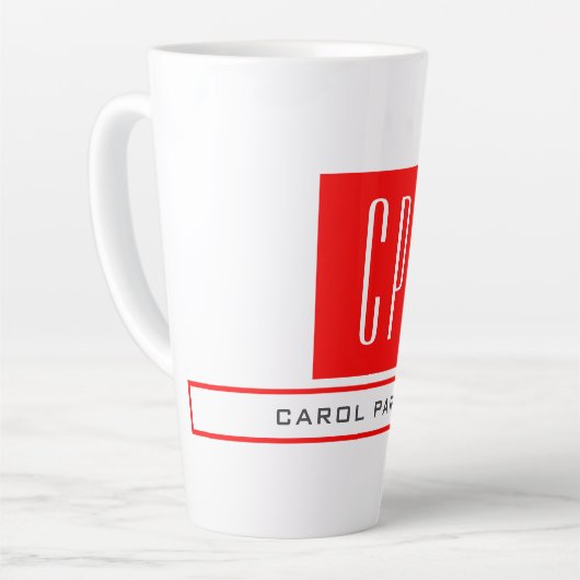 Tasse Latte Monogramme moderne Professional Plain Nom simple (Angle gauche)