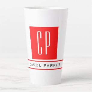 Tasse Latte Monogramme moderne Professional Plain Nom simple