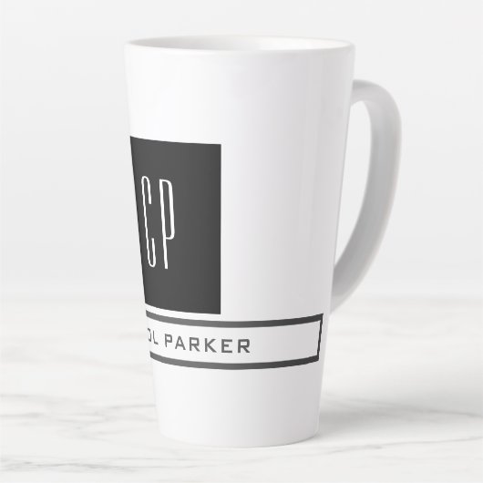Tasse Latte Monogramme moderne Professional Plain Nom simple (Angle droit)