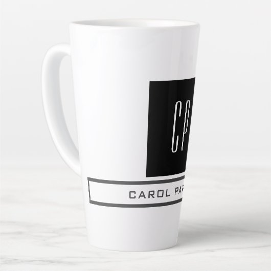 Tasse Latte Monogramme moderne Professional Plain Nom simple (Angle gauche)