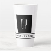 Tasse Latte Monogramme moderne Professional Plain Nom simple (Devant)