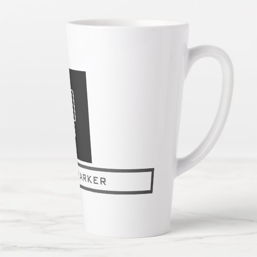 Tasse Latte Monogramme moderne Professional Plain Nom simple (Droite)