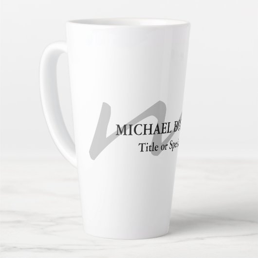 Tasse Latte Monogramme moderne tendance professionnel initial (Angle gauche)