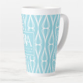 Tasse Latte Monogramme Motif bleu moderne (Angle droit)