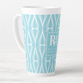 Tasse Latte Monogramme Motif bleu moderne (Angle gauche)