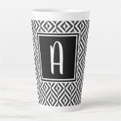 Tasse Latte Monogramme Motif Diamant noir et blanc (Devant)