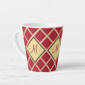 Tasse Latte Monogramme Motif géométrique Diamant Or Rouge (Angle gauche)