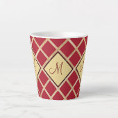 Tasse Latte Monogramme Motif géométrique Diamant Or Rouge (Devant)