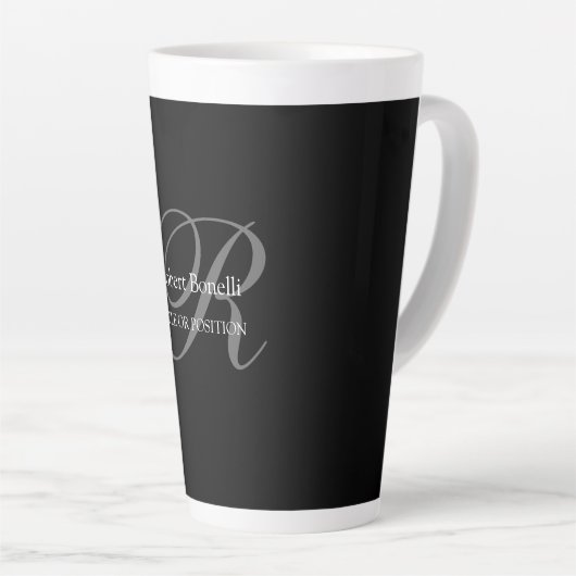 Tasse Latte Monogramme noir blanc gris (Angle droit)