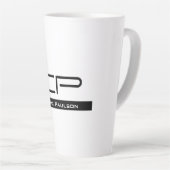 Tasse Latte Monogramme noir blanc Nom Plaque moderne Simple (Angle droit)