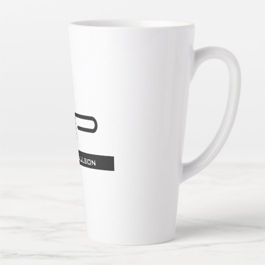 Tasse Latte Monogramme noir blanc Nom Plaque moderne Simple (Droite)
