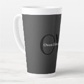 Tasse Latte Monogramme noir gris élégant (Angle gauche)