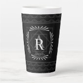 Tasse Latte Monogramme noir moderne et élégant (Devant)