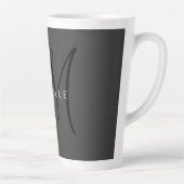 Tasse Latte Monogramme noir professionnel Gris Votre nom (Droite)