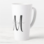 Tasse Latte Monogramme noir simple Gris Nom du script personna (Angle droit)