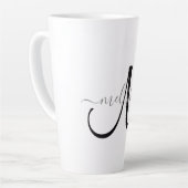 Tasse Latte Monogramme noir simple Gris Nom du script personna (Angle gauche)