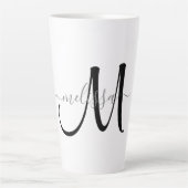 Tasse Latte Monogramme noir simple Gris Nom du script personna (Devant)