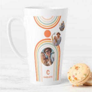 Tasse Latte Monogramme Nom Boho Arch Multi Photo Fille tendanc