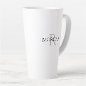 Tasse Latte Monogramme & Nom Design Simple Texte Noir & Gris (Angle droit)