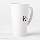 Tasse Latte Monogramme & nom DIY, design simple, noir & or (Angle droit)