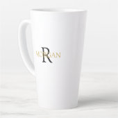 Tasse Latte Monogramme & nom DIY, design simple, noir & or (Angle gauche)