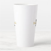 Tasse Latte Monogramme & nom DIY, design simple, noir & or (Devant)