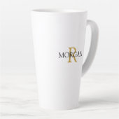 Tasse Latte Monogramme & nom DIY, design simple, or et noir (Angle droit)