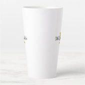 Tasse Latte Monogramme & nom DIY, design simple, or et noir (Devant)