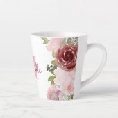 Tasse Latte Monogramme Nom initial Rose Rose Aquarelle Florale (Droite)