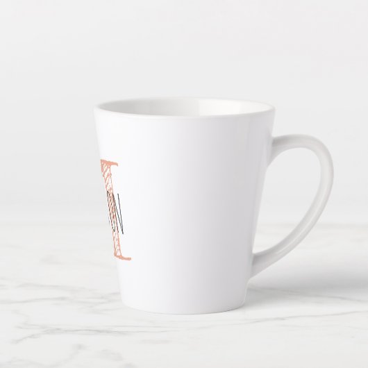 Tasse Latte Monogramme Nom lettre main initiale (Droite)